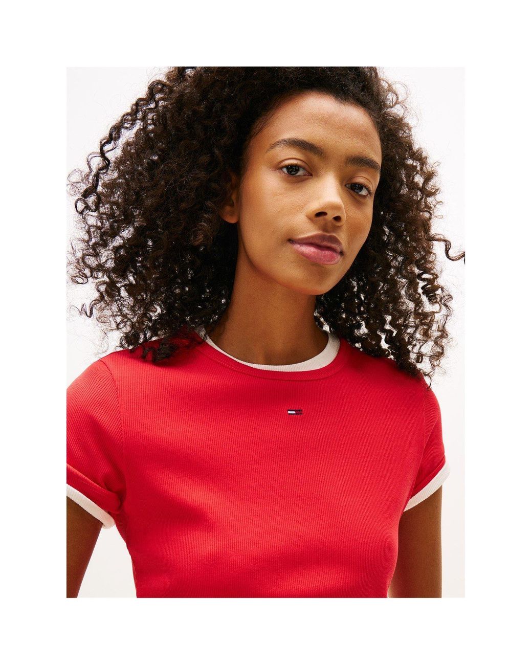 Tommy Hilfiger Pink Short Sleeve Logo Ribbed T-Shirt