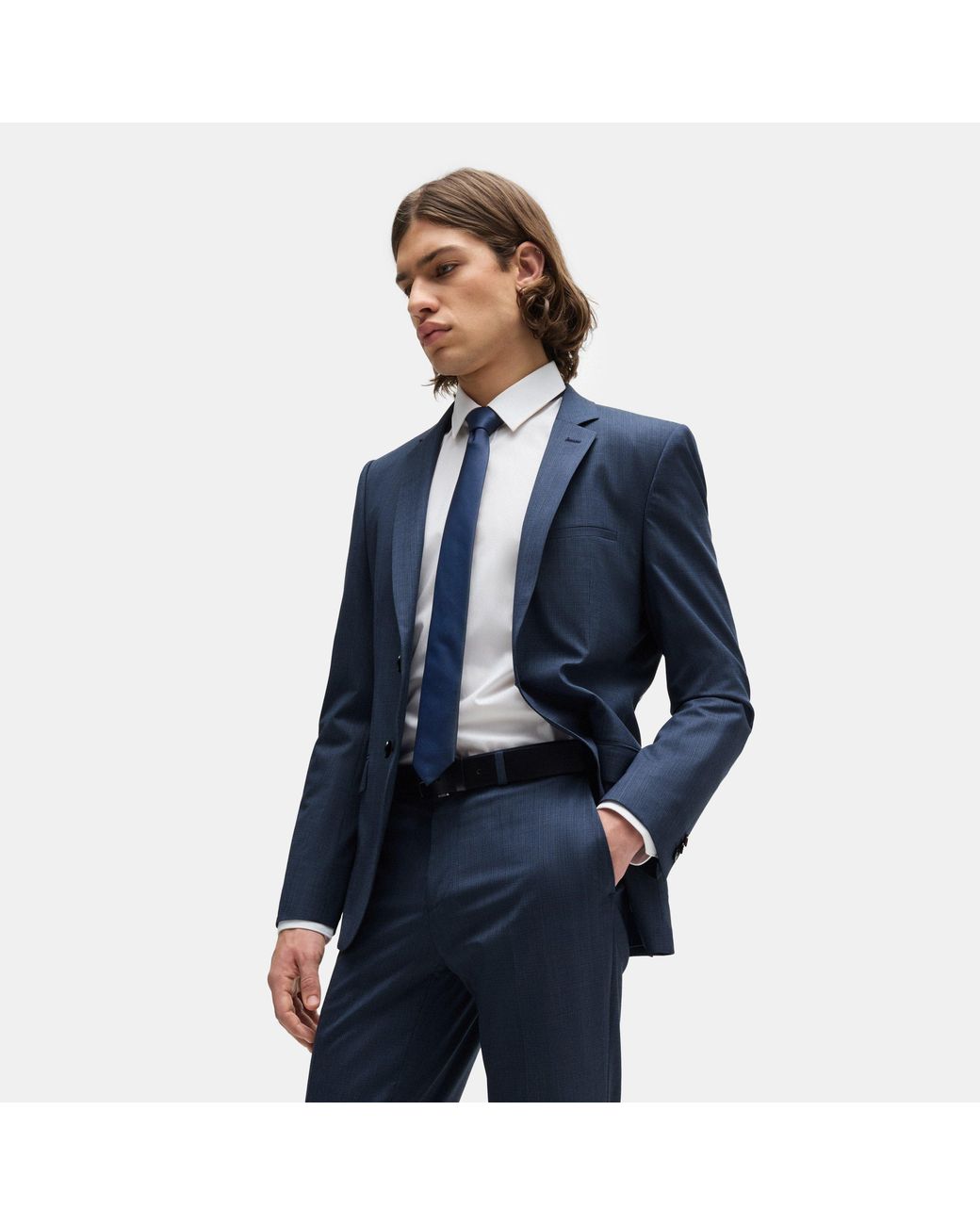 HUGO Blue Hesten232X Straight Leg Trousers for men