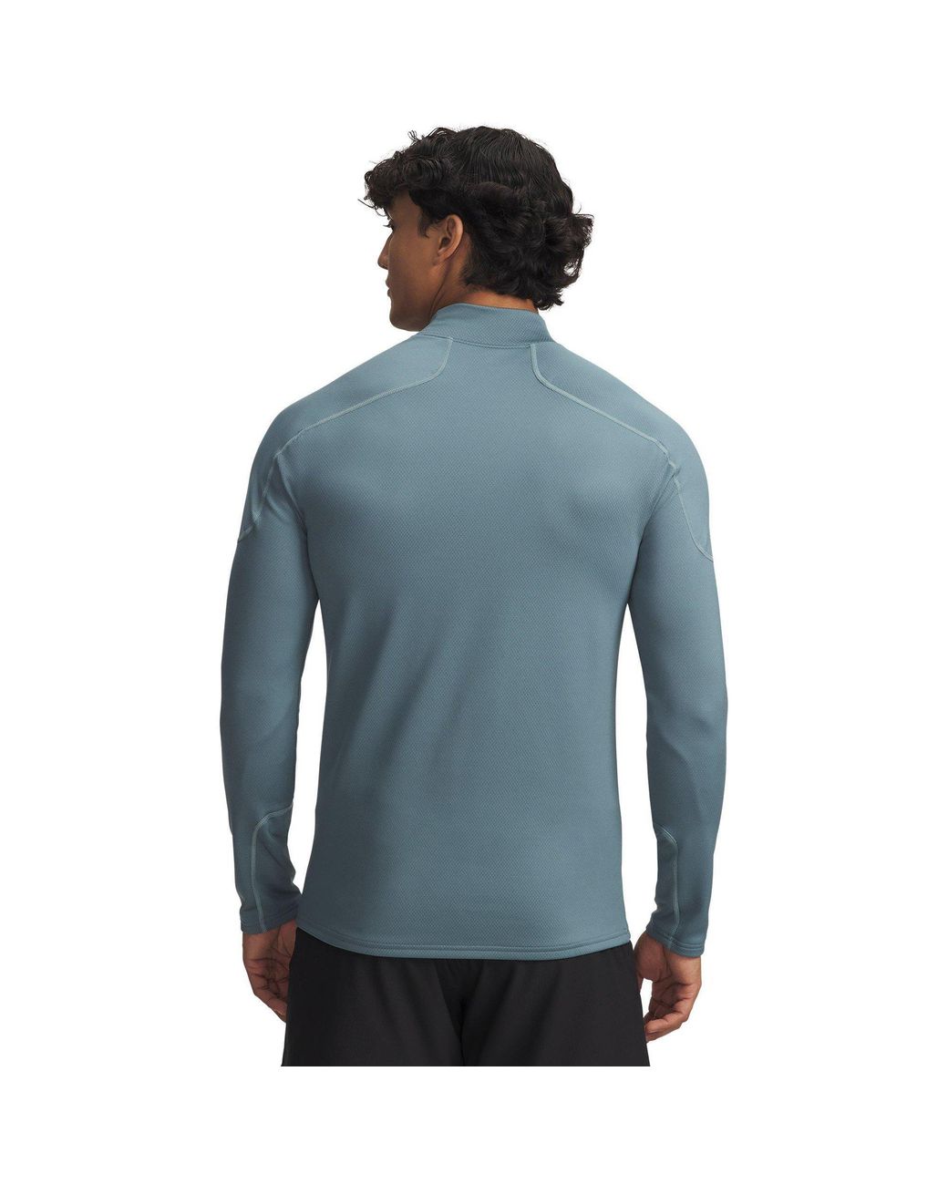 Under Armour Blue Cold Weather Grid Long Sleeve Mock Baselayer Top for men