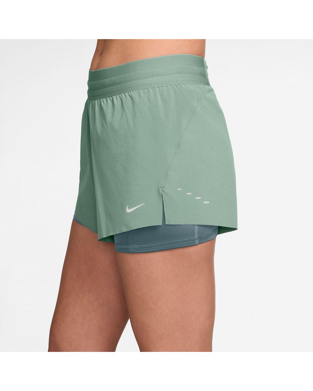 Nike Green Dri-Fit Swift Mid-Rise 3 2-In-1 Shorts