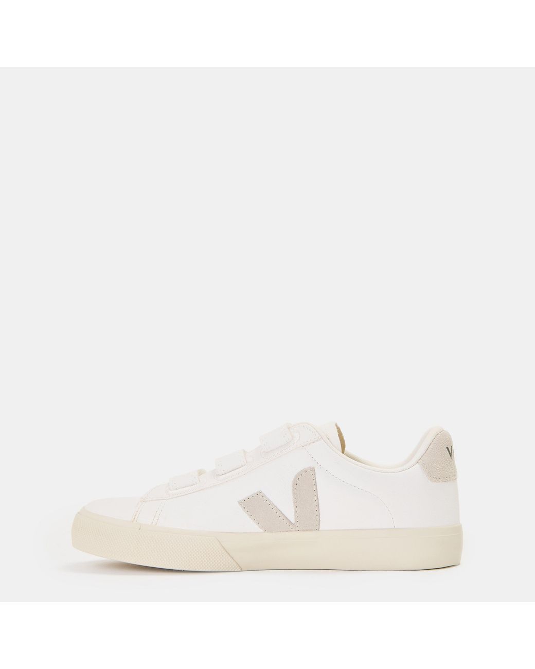 Veja White Recife Leather Velcro Court Trainers