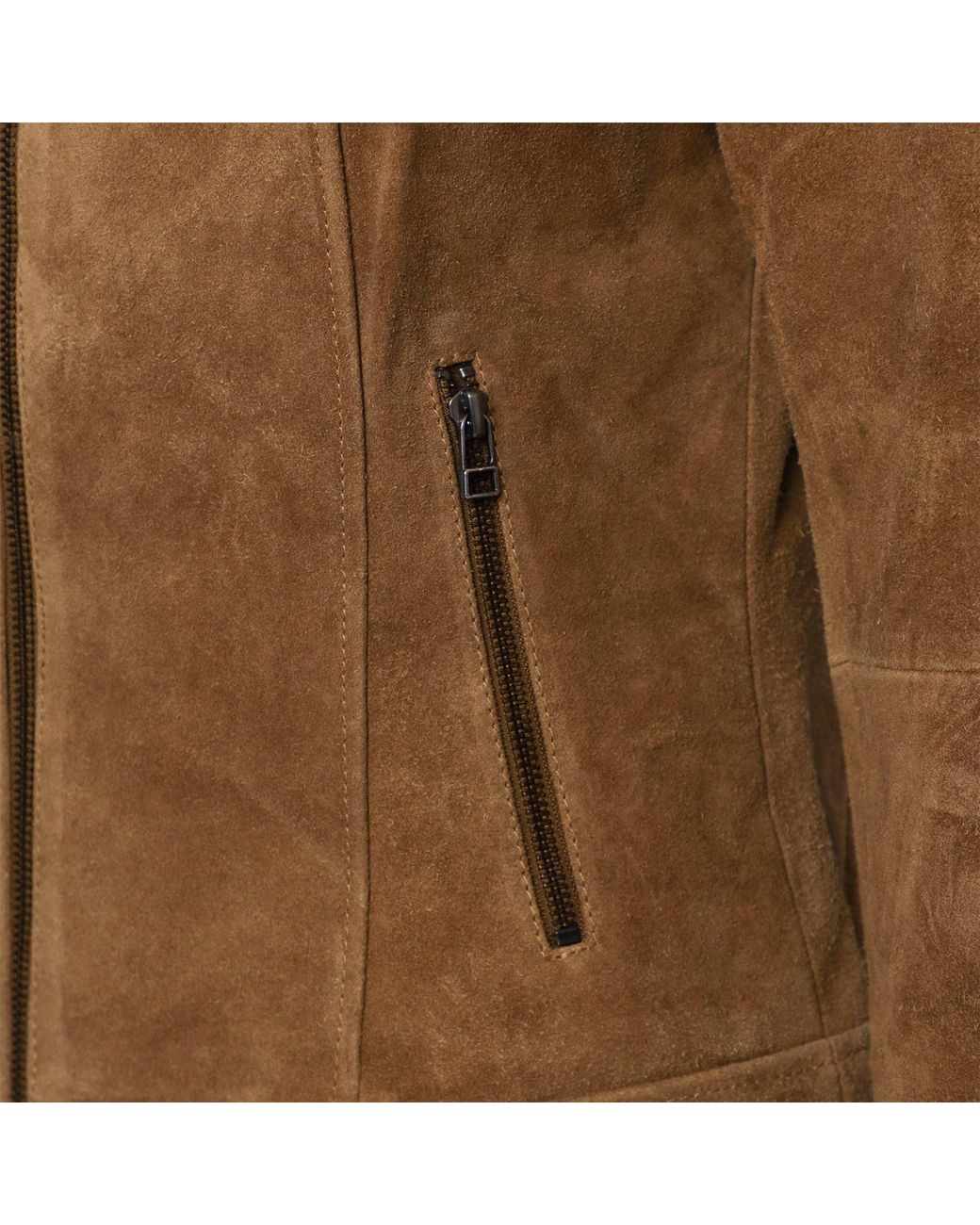 Elle Brown Lara Suede Moto Jacket
