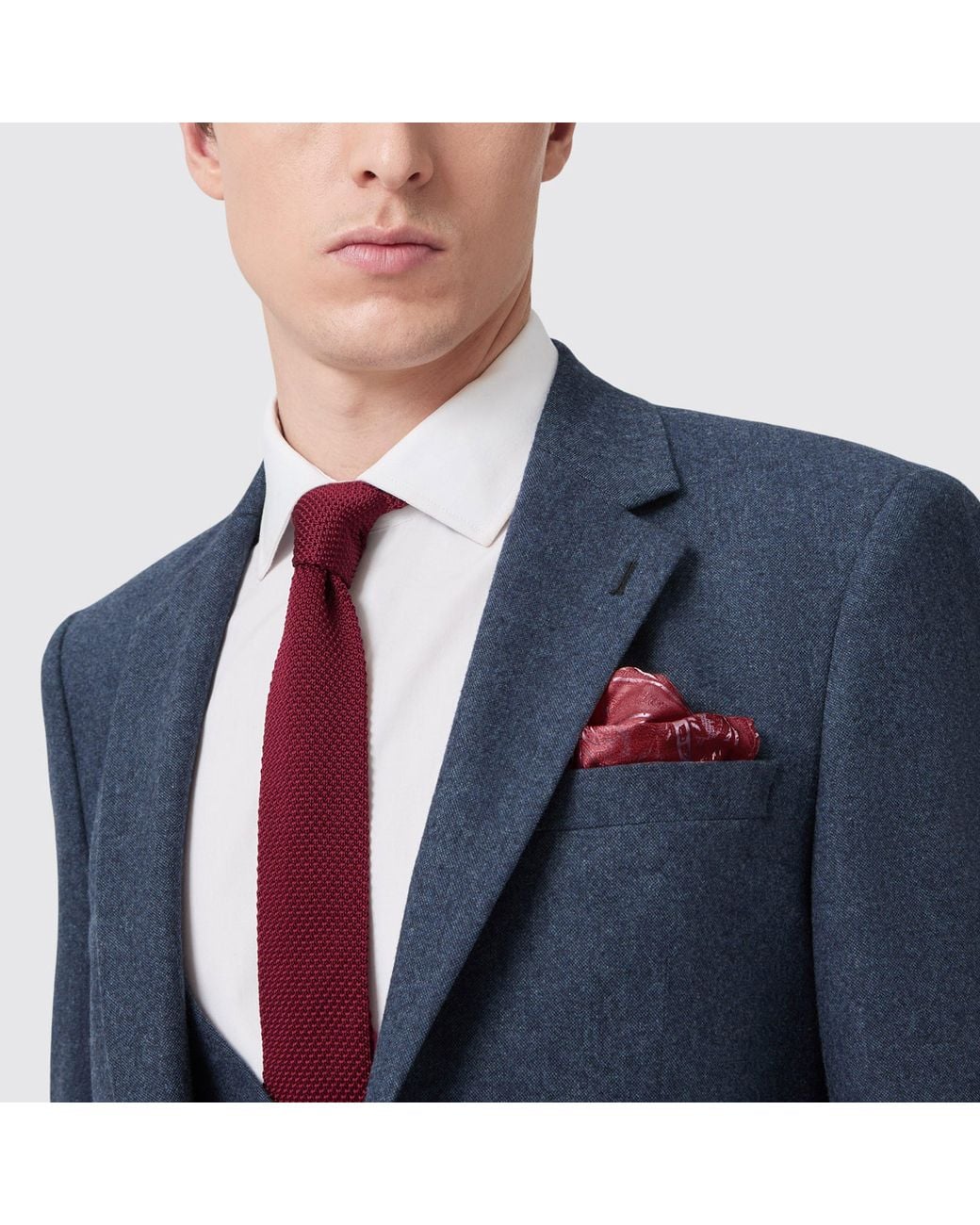 Without Prejudice Blue Archer Donegal Slim Fit Suit Jacket for men