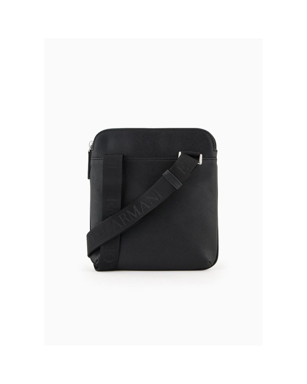 Emporio Armani Gray Regenerated Saffiano Leather Flat Shoulder Bag for men