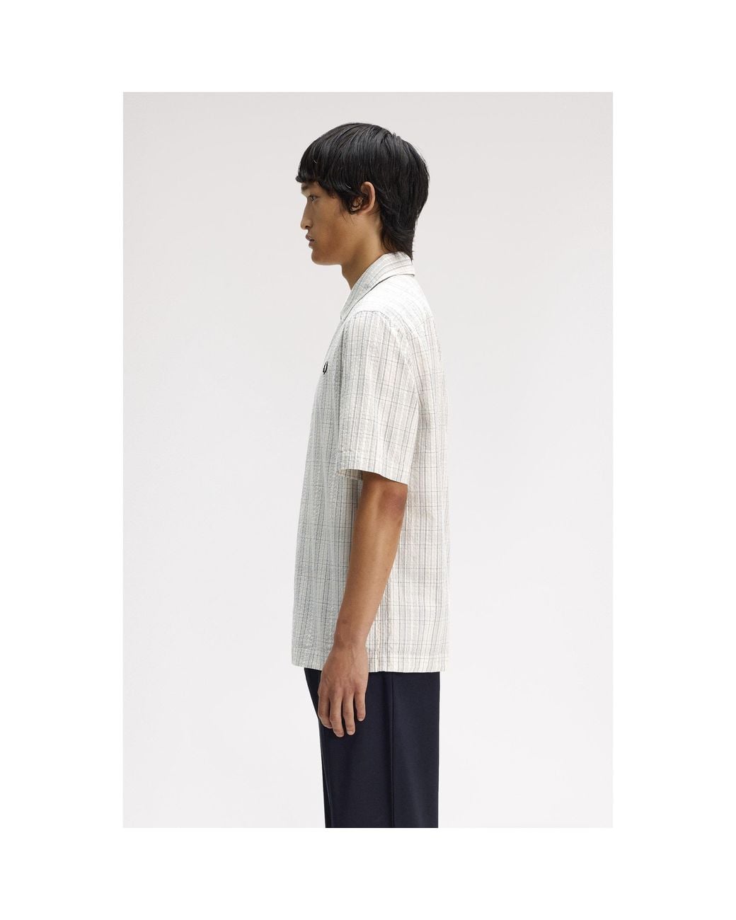 Fred Perry White Patterned Short Sleeve Shirt for men