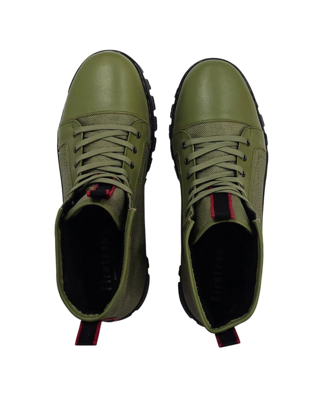 Firetrap Green Lucas Leather Ankle Lace Up Hiker Rugged Boots for men