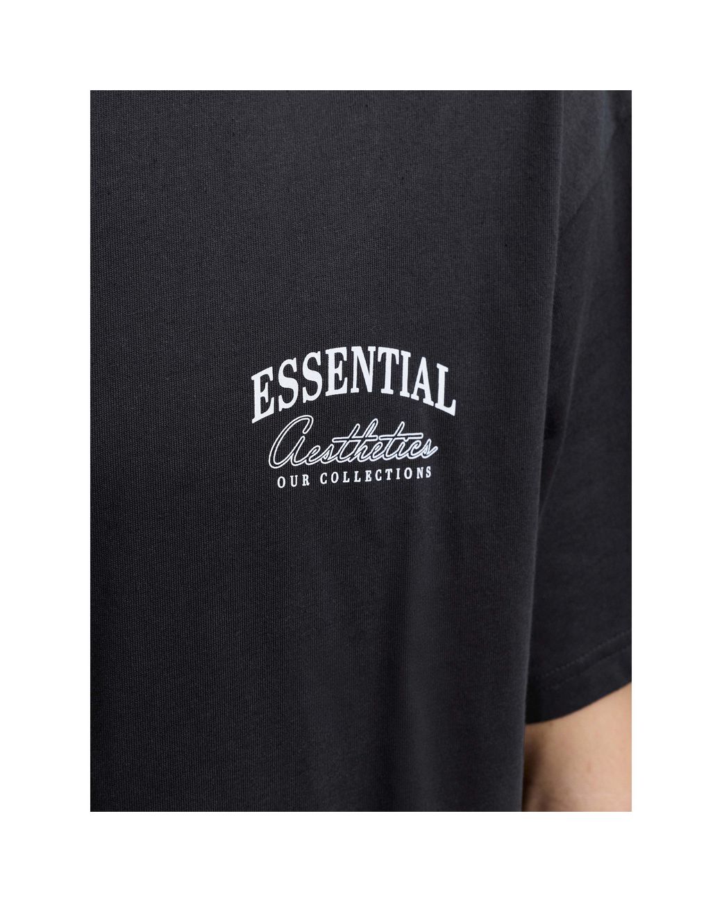 Jack & Jones Black Graphic Organic Cotton Short-Sleeve Oversized T-Shirt for men