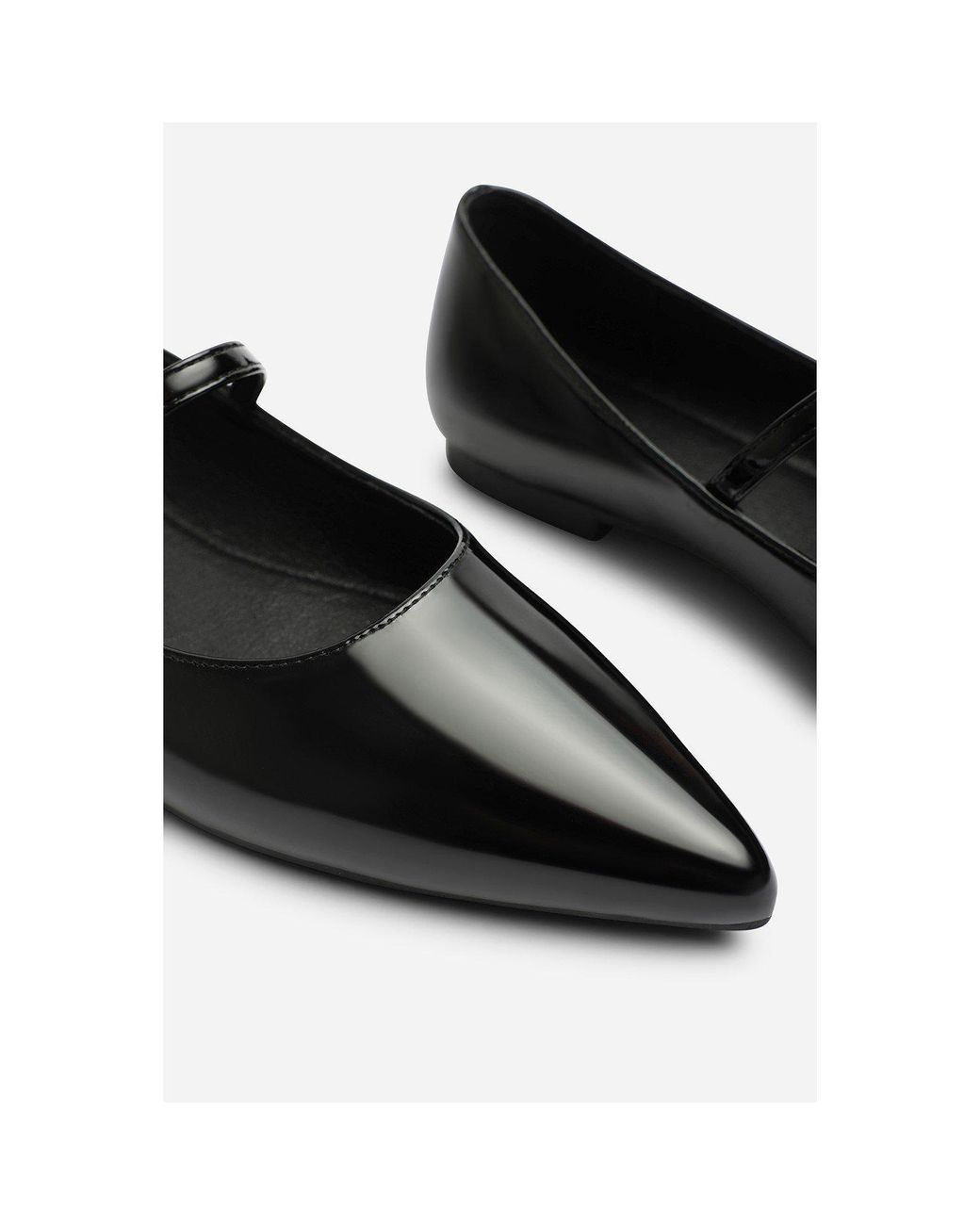 Where's That From Black Pointed-Toe Mary Jane Ballet Pumps