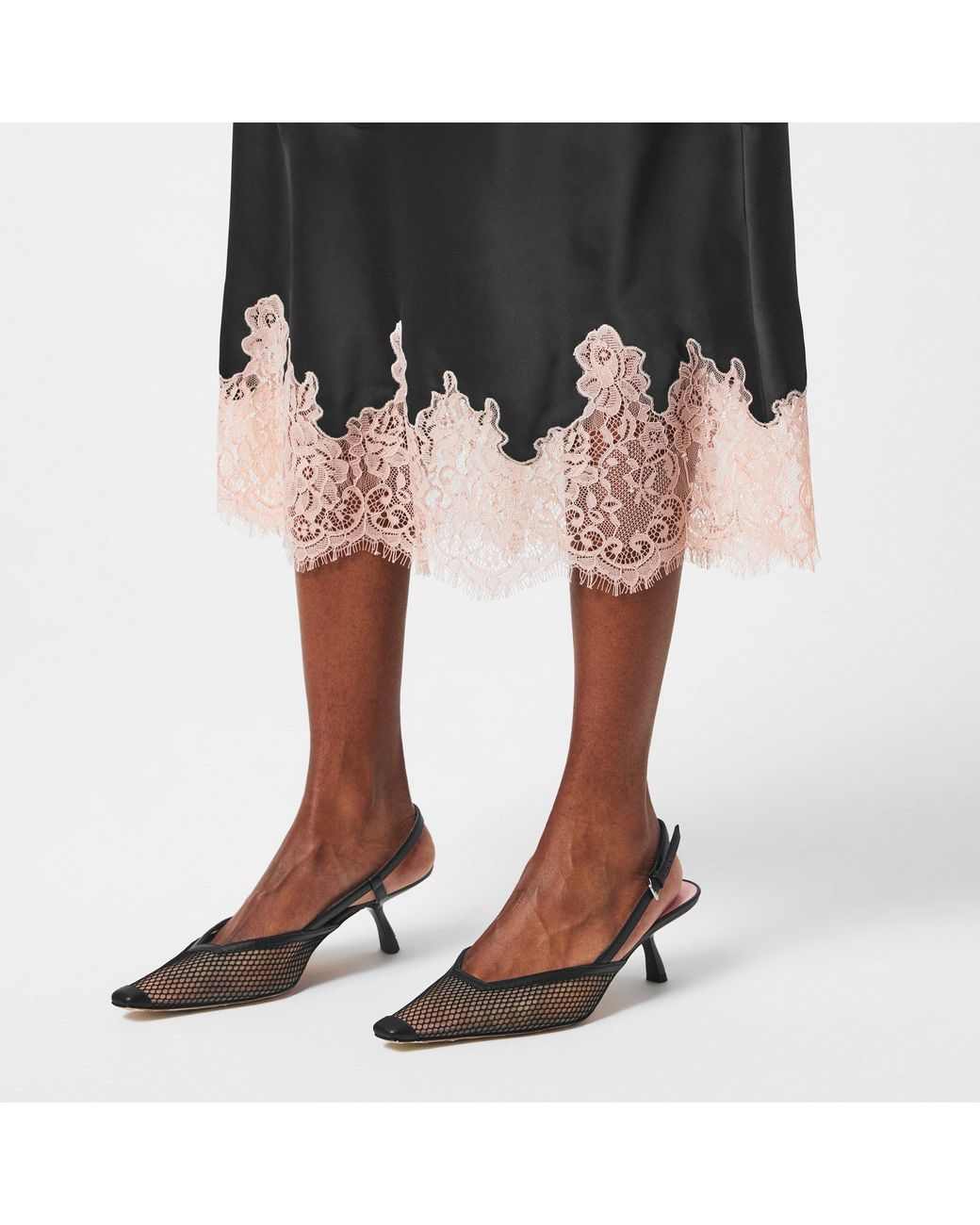 LoveShackFancy Black Brinkley Satin Midi Dress