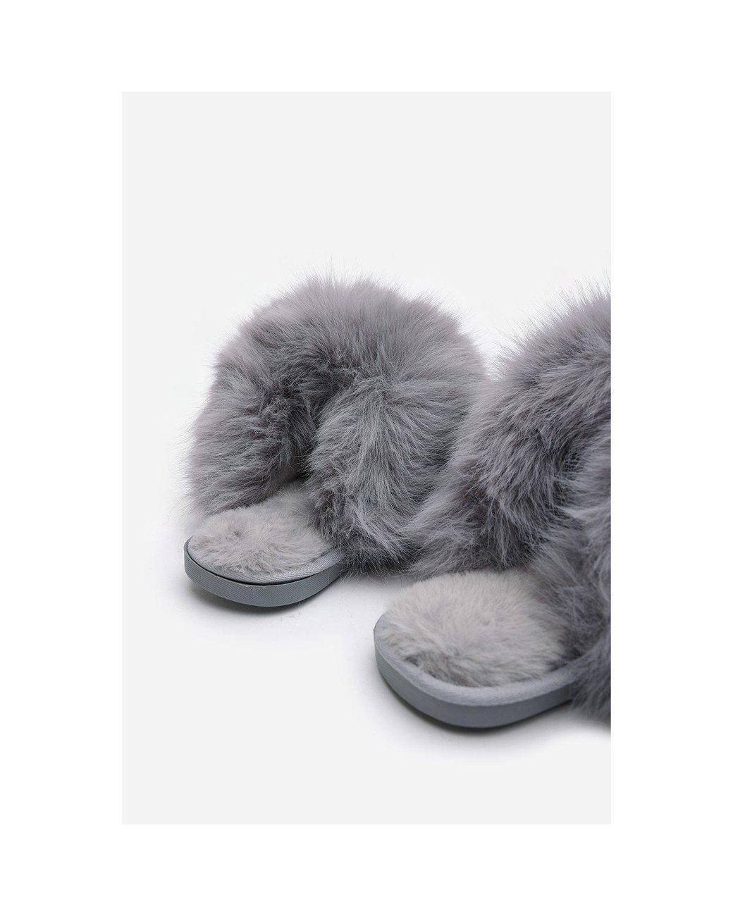 Where's That From Gray Where's Ultimate Fluffy Faux Fur Mule Slippers