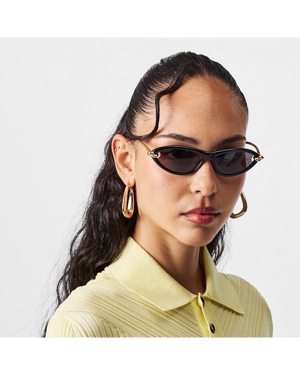 Bottega Veneta Black Bv1390S Cat Eye Sunglasses