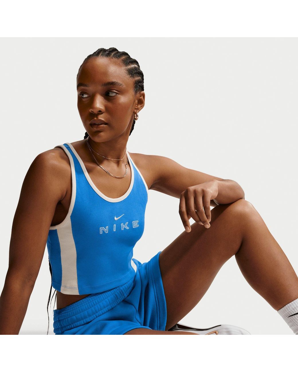 Nike Blue Sportswear Tight Graphic Tank Top