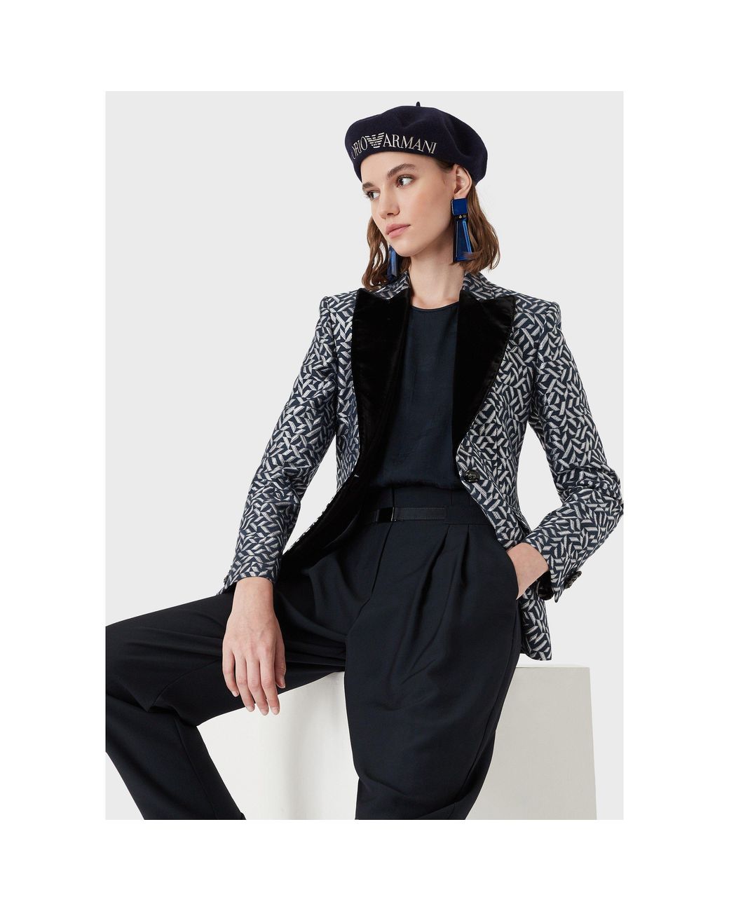 Emporio Armani Gray Emporio Armani Collared Regular Fit Blazer Jacket