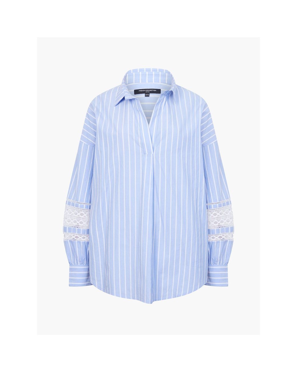 French Connection Blue Cambria Stripe Embroidered Long-Sleeve Patterned Shirt