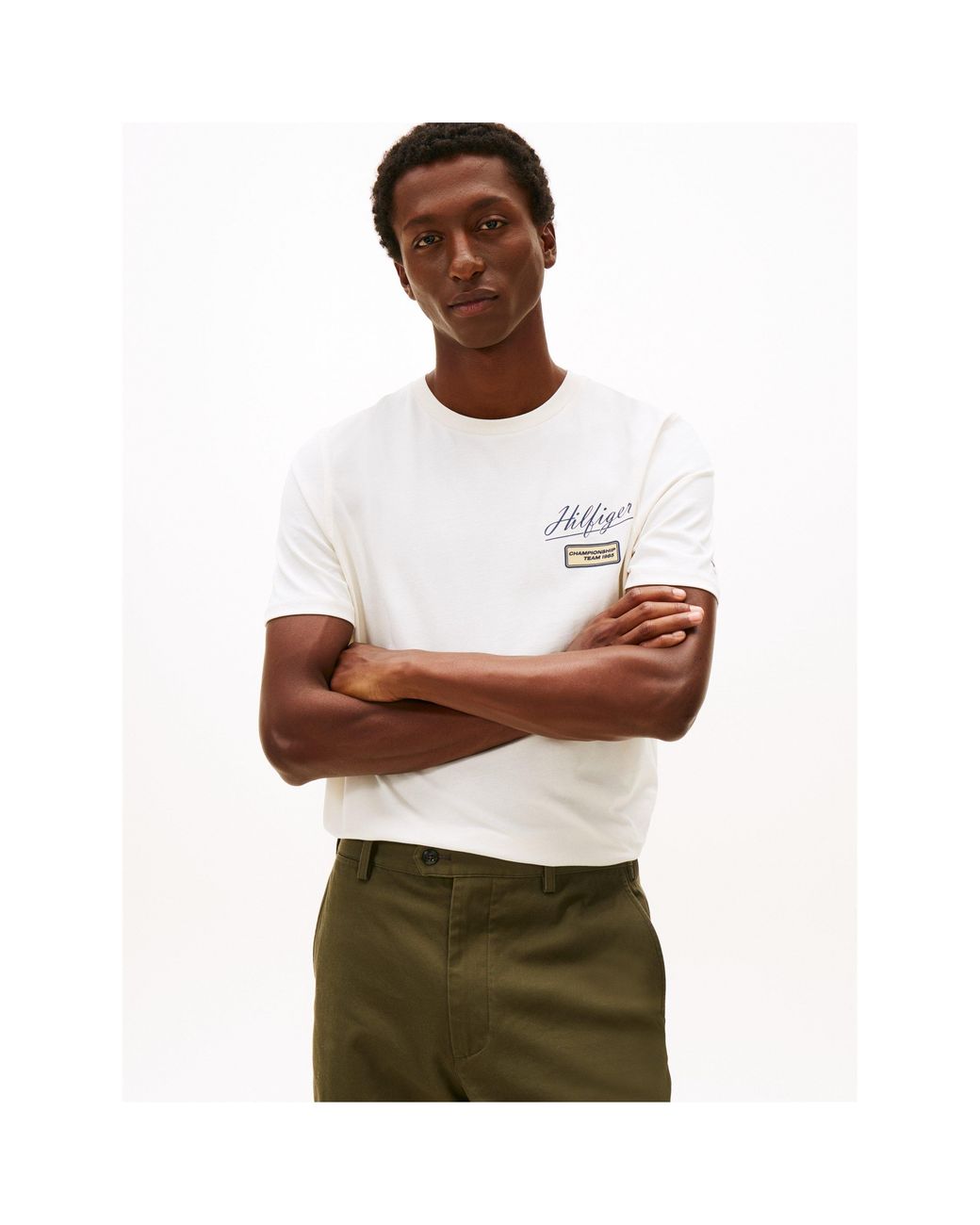 Tommy Hilfiger White Modern Athletic Badge T-Shirt for men
