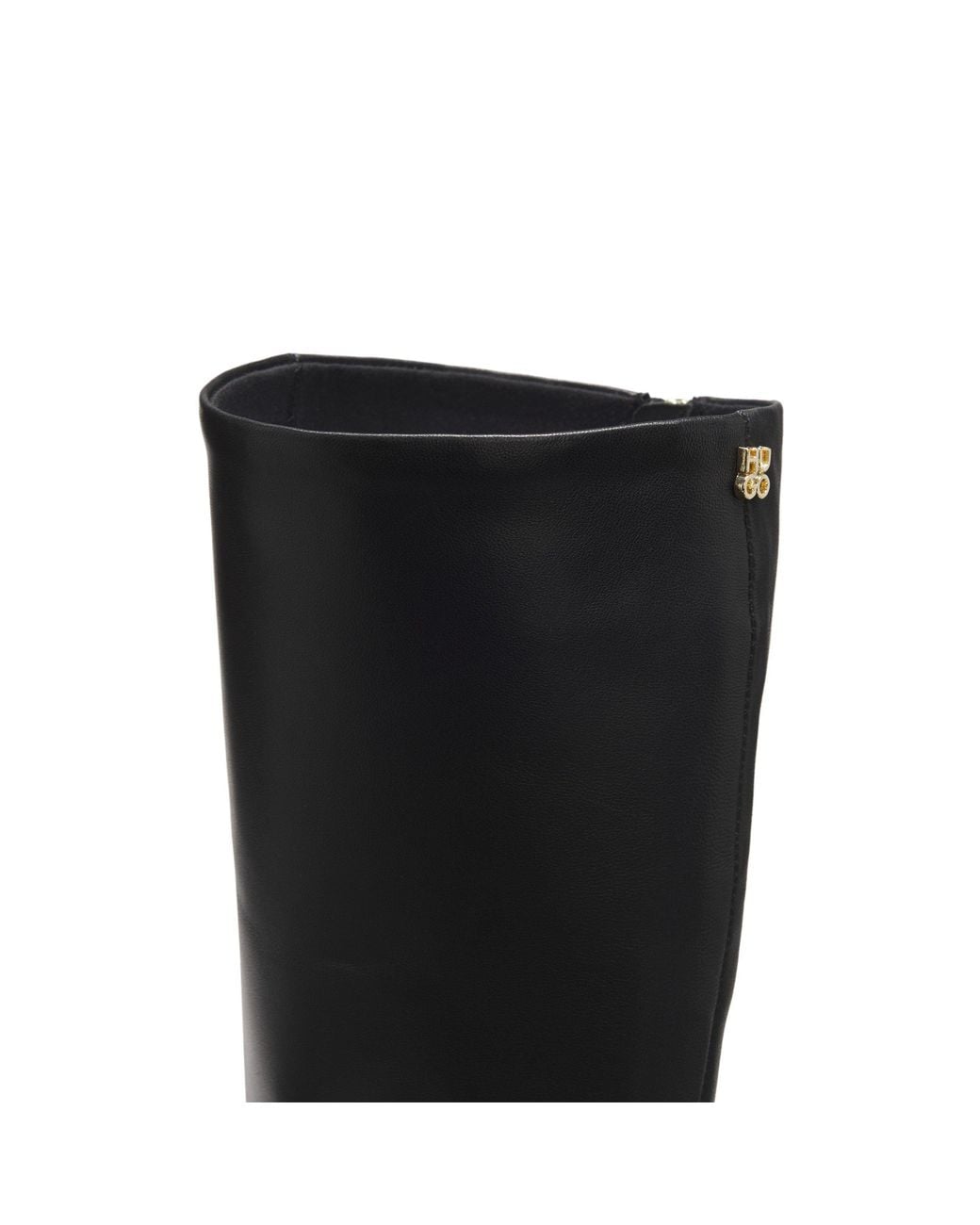 HUGO Black Knee-High Stiletto Boots With Metal Logo Details (Devany)