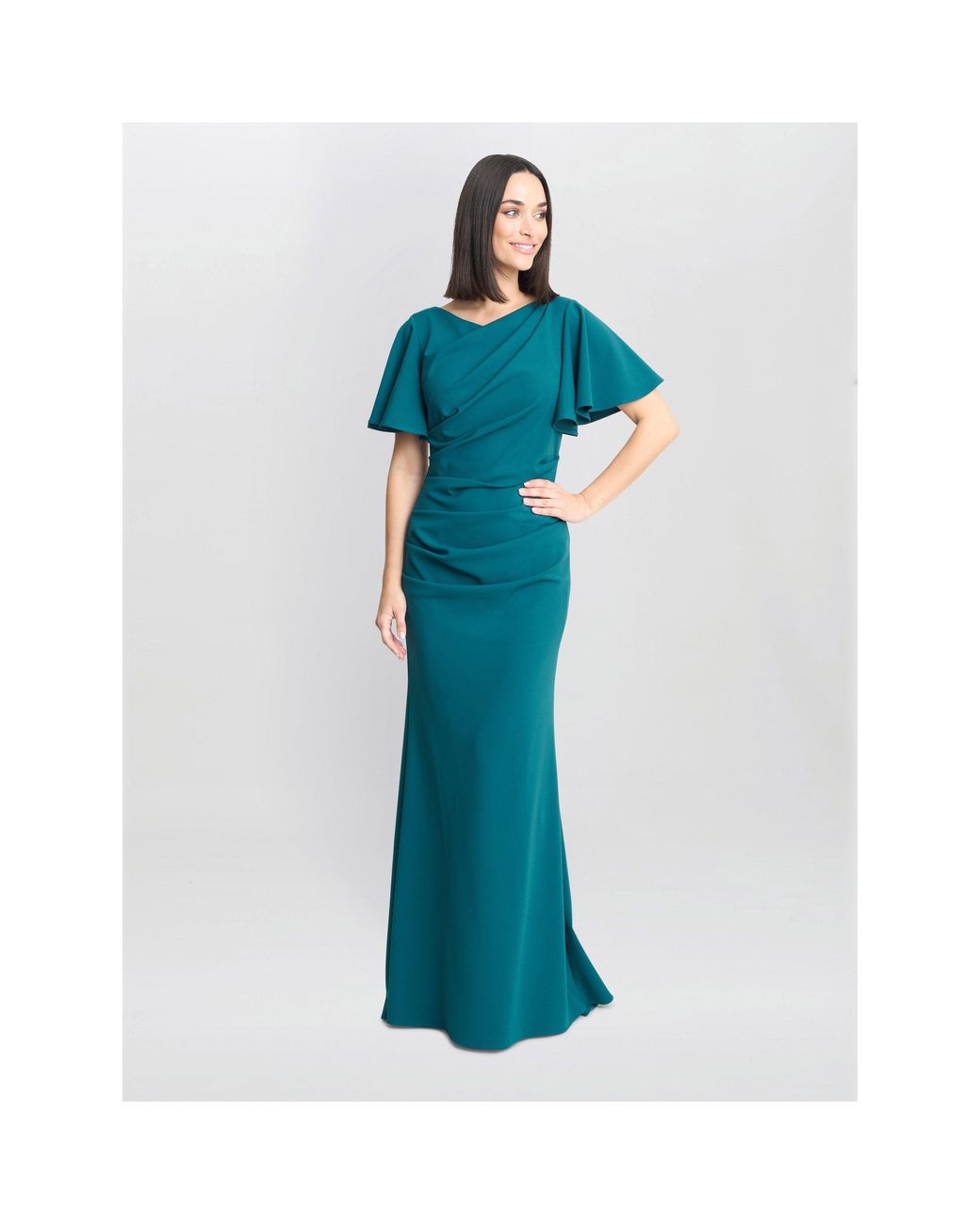 Gina Bacconi Blue Portia Crepe Maxi Dress