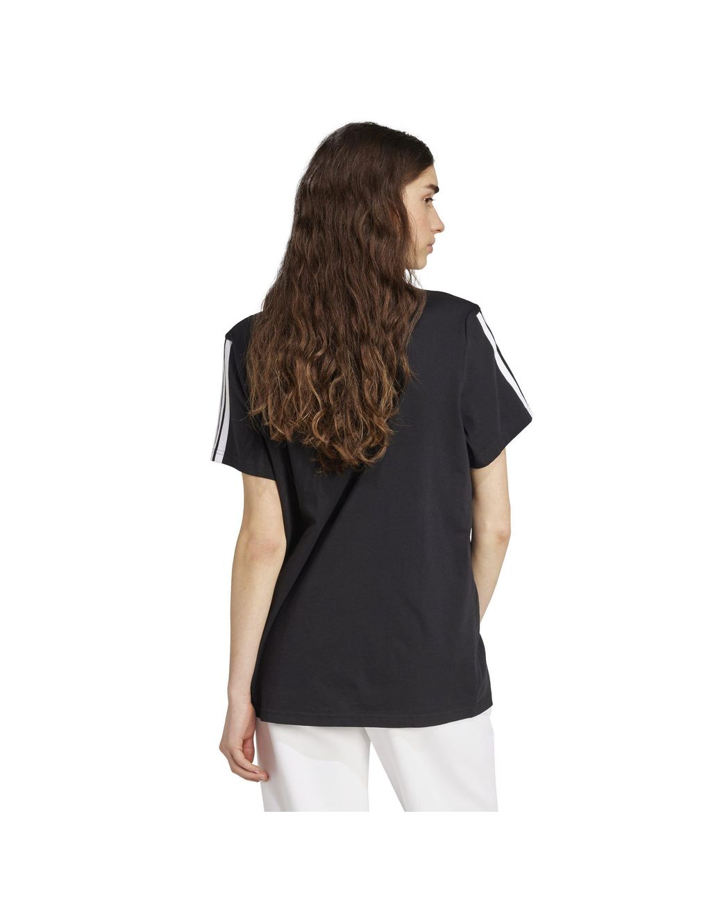 Adidas Black Essentials 3 Stripe T-Shirt