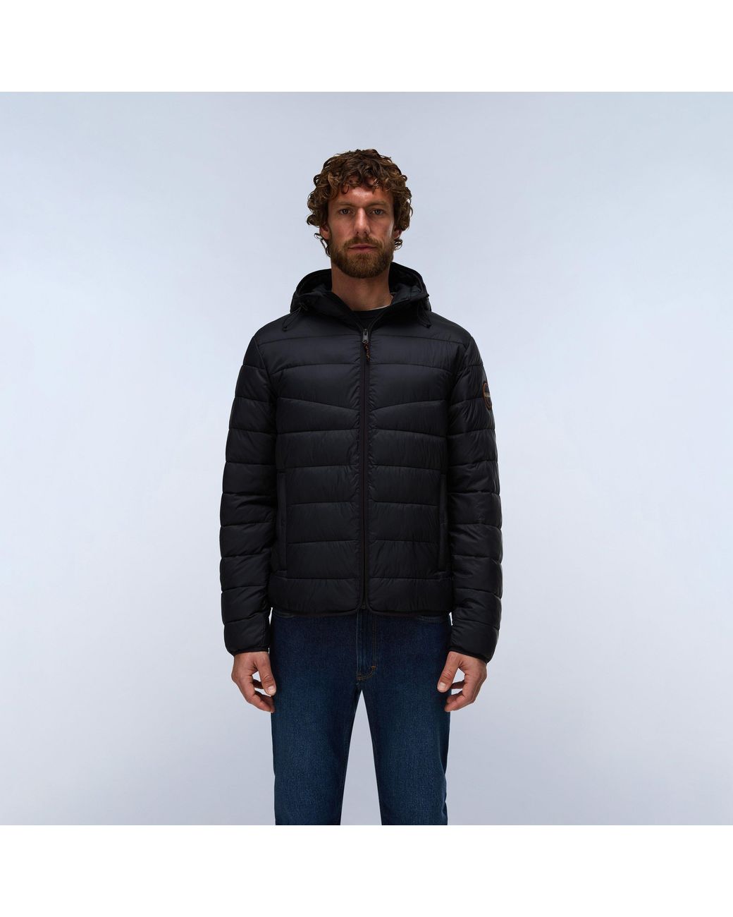 Napapijri Blue Aerons Full-Zip Hooded Short Puffer Jacket for men
