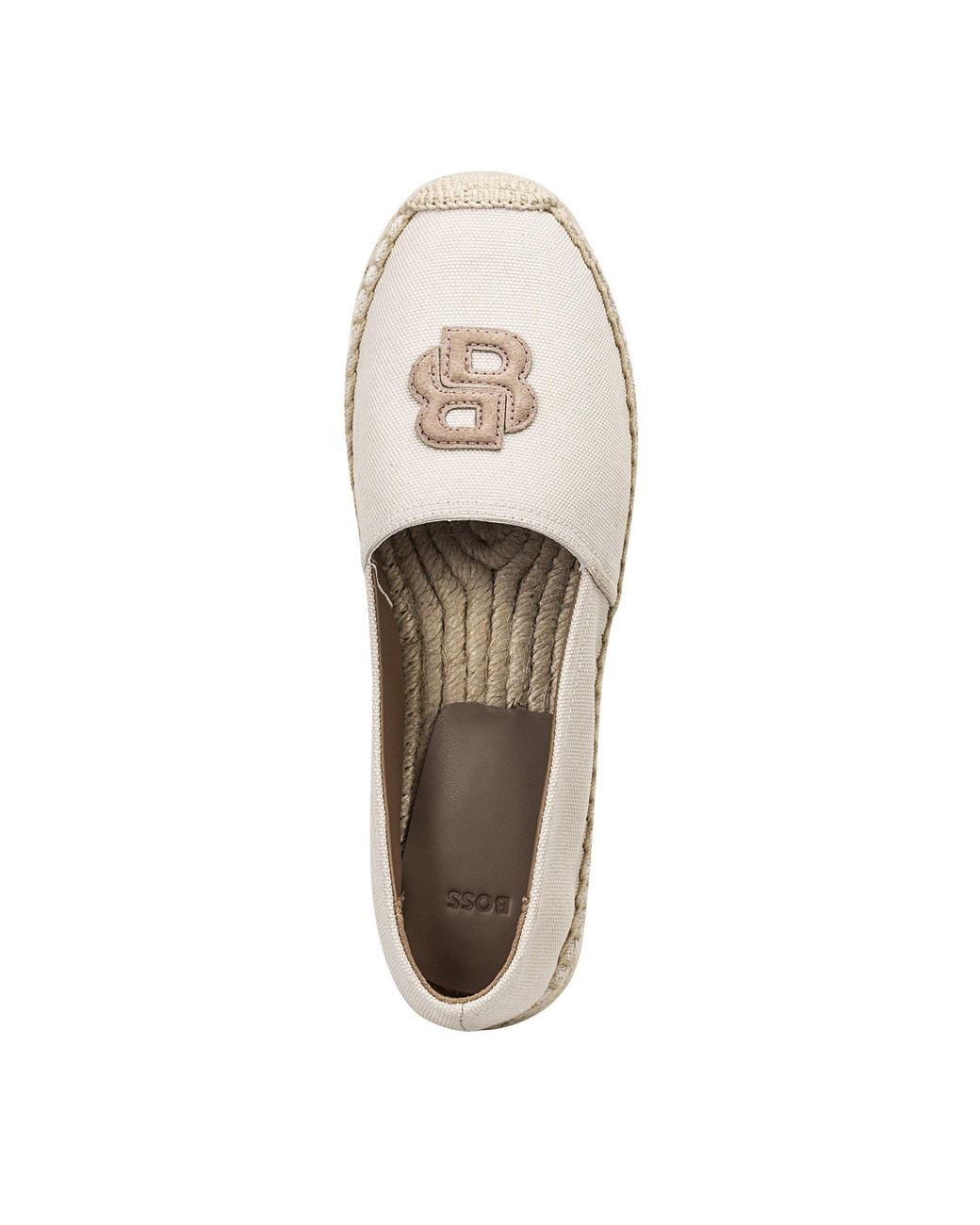 Boss Natural Canvas Slip On Trainers With Double B Logo