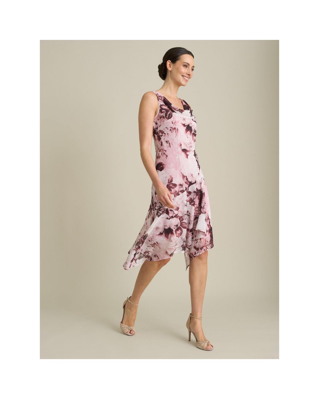 Gina Bacconi Purple Adriana Floral Midi Dress