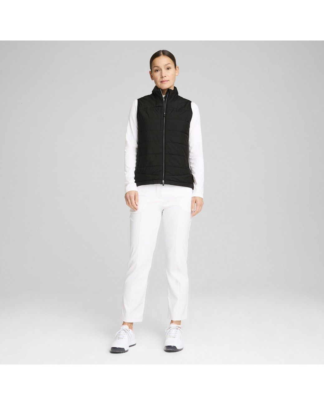 PUMA Black Kyley Quilted Long Sleeve Performance Polo Shirt