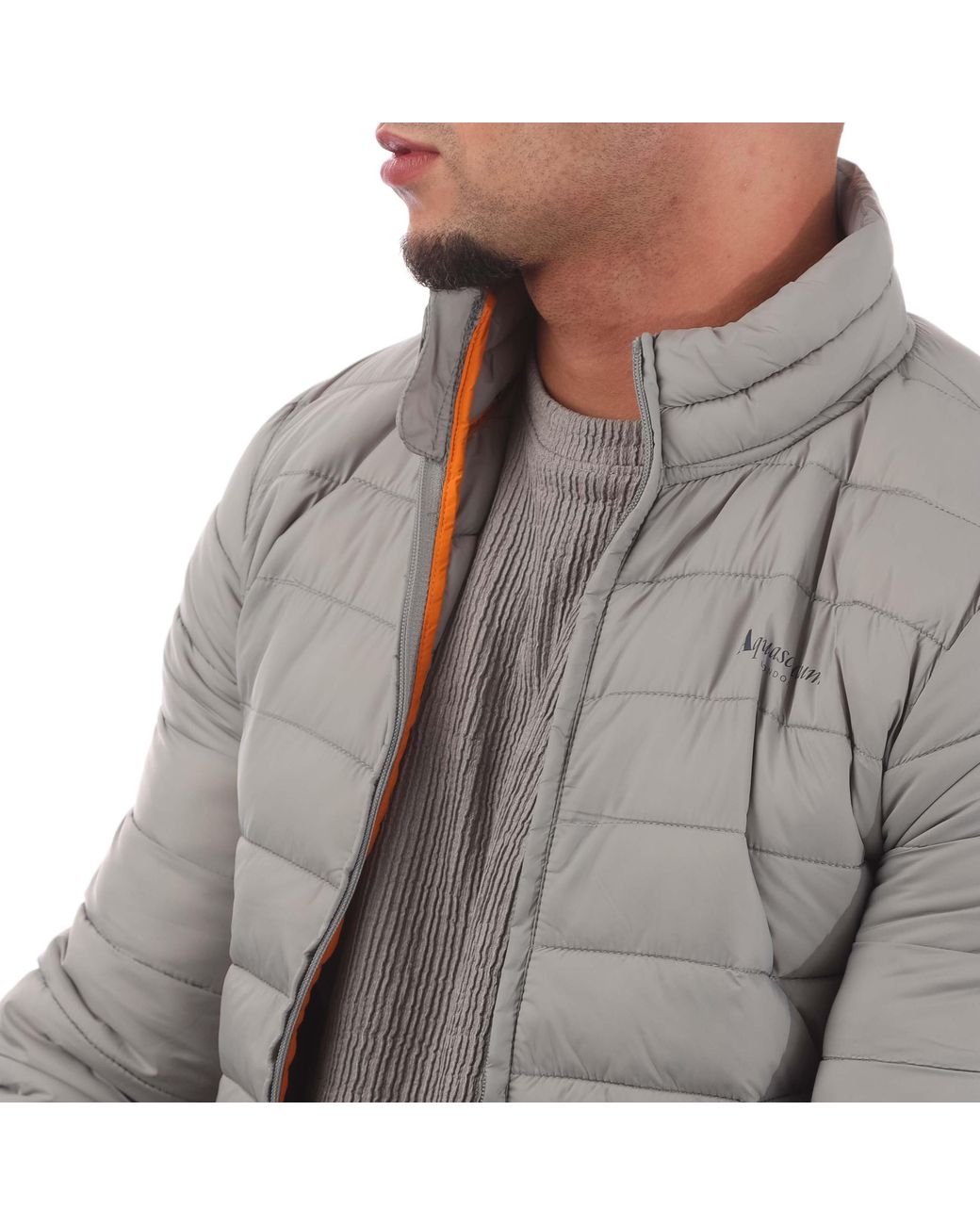 Aquascutum Gray Long Sleeve Medium Puffer Jacket for men