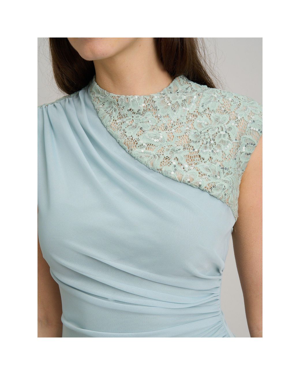 Gina Bacconi Blue Carter Lace Detail Maxi Dress