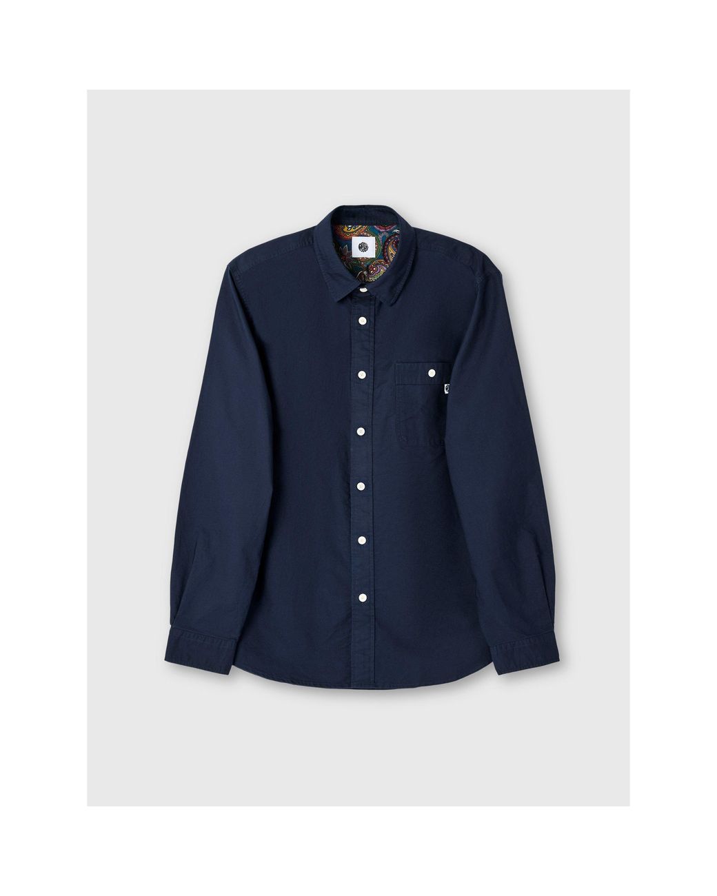 Pretty Green Blue Long-Sleeve Plain Shirt for men