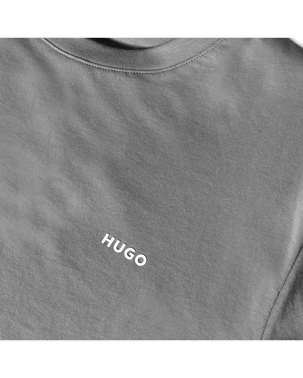 HUGO Gray Dero Cotton Short-Sleeve Crew-Neck T-Shirt for men