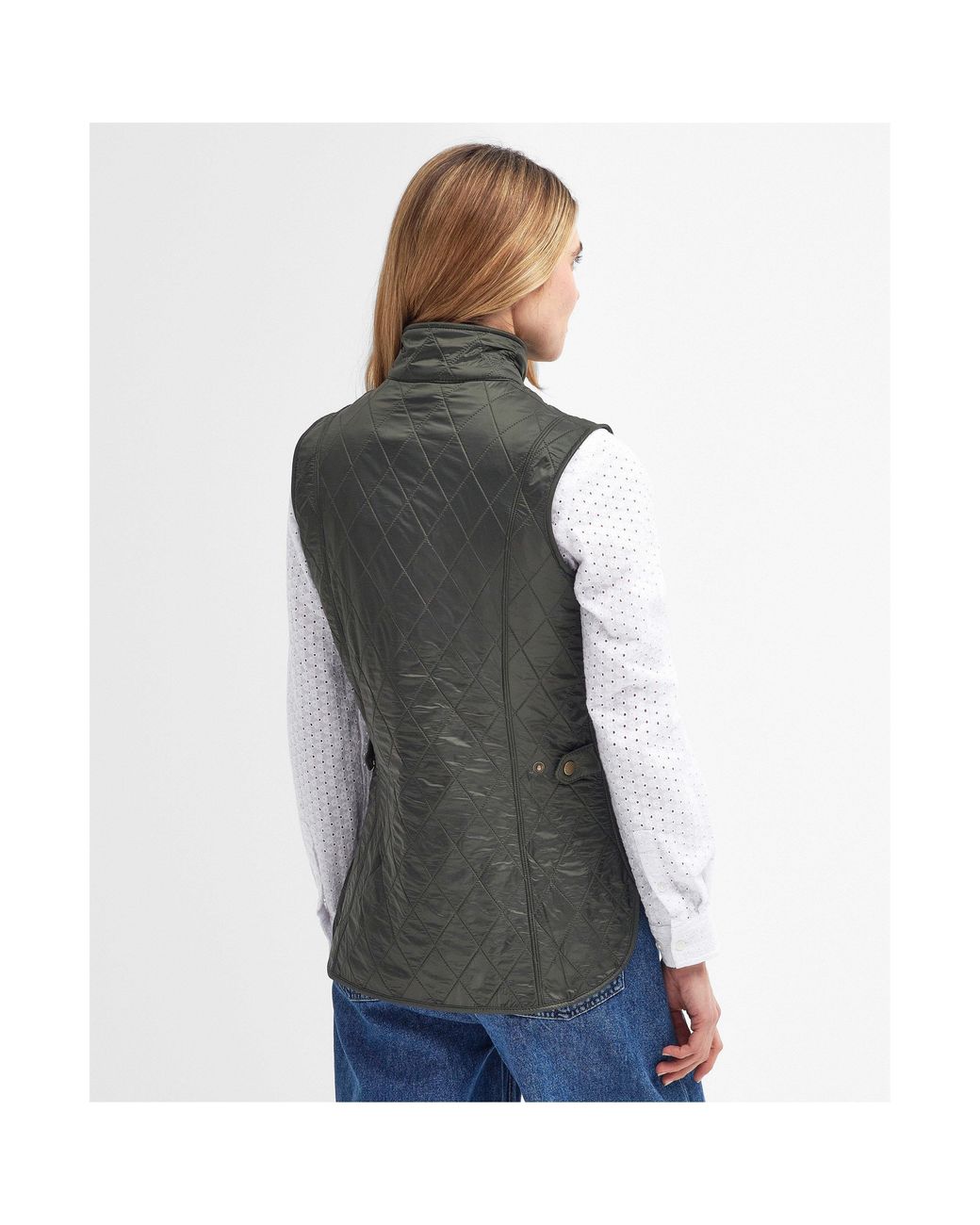 Barbour Gray Wray Diamond Quilted Fleece Lined Sleeveless Gilet