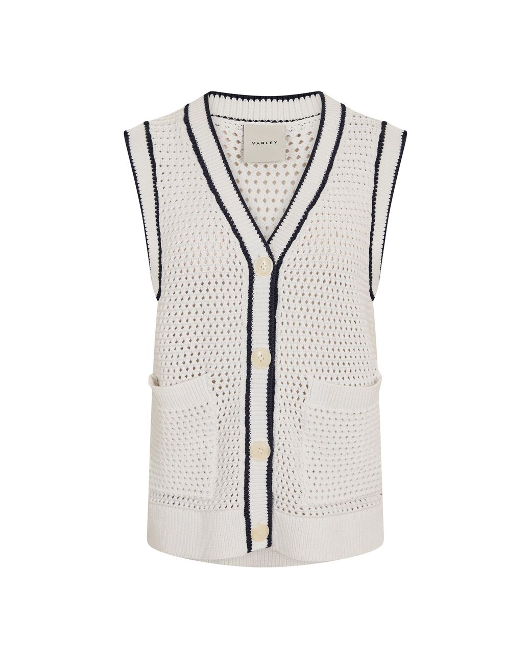 Varley White Ribbed Knitted Tank Top
