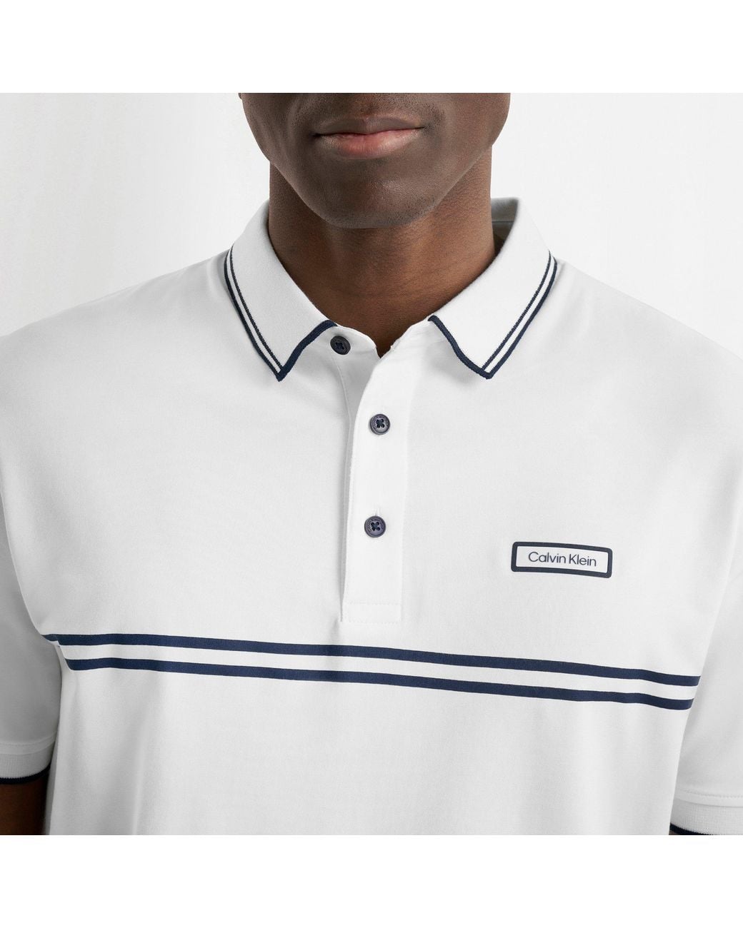Calvin Klein White Short Sleeve Performance Polo Shirt for men