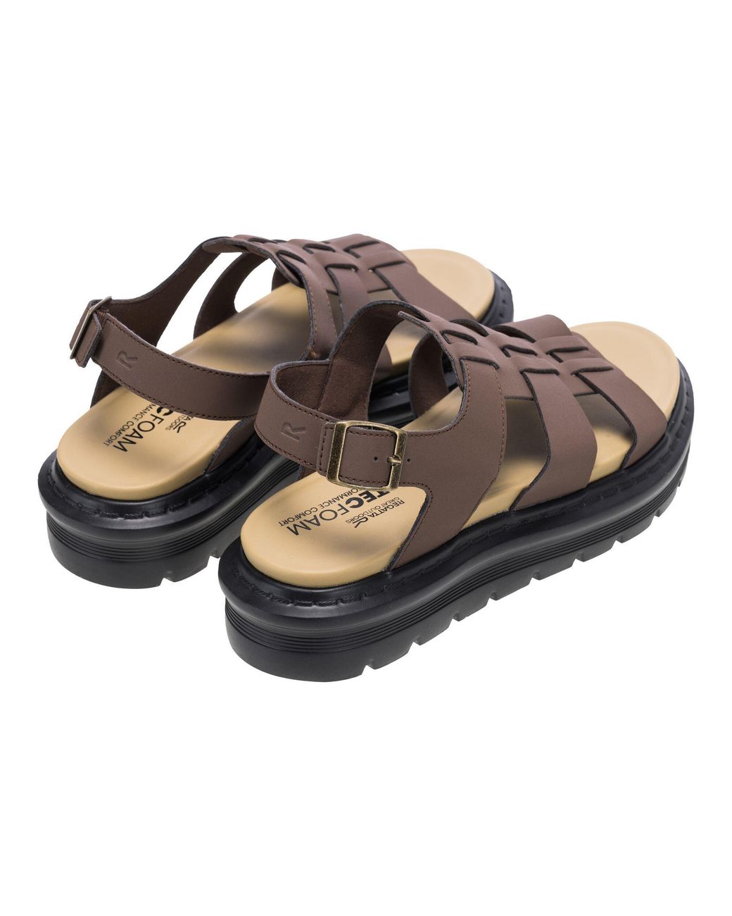 Regatta Brown Palma Synthetic Leather Heeled Platform Sandals
