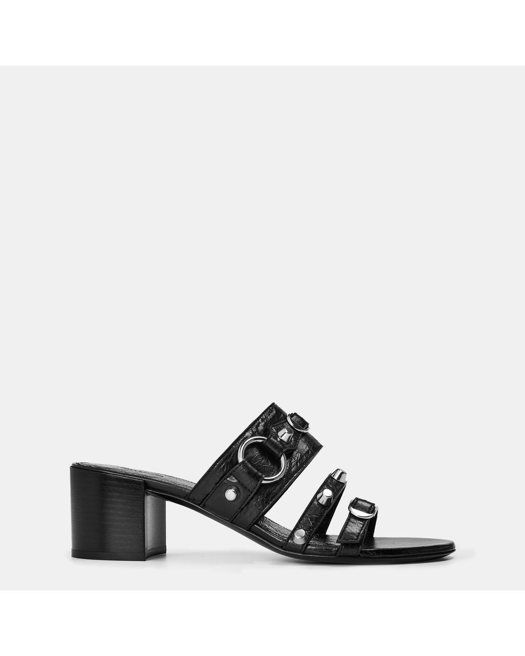 Balenciaga Black City Structured Heel Ankle Fastening Heeled Sandals