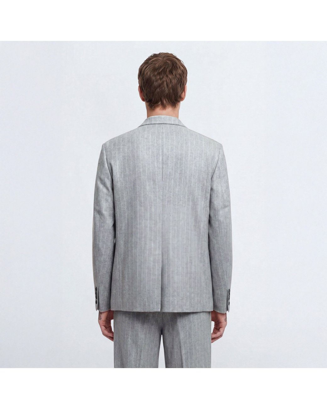 Twisted Tailor Gray Tyson Pinstripe Wool Relaxed-Fit Suit Jacket for men