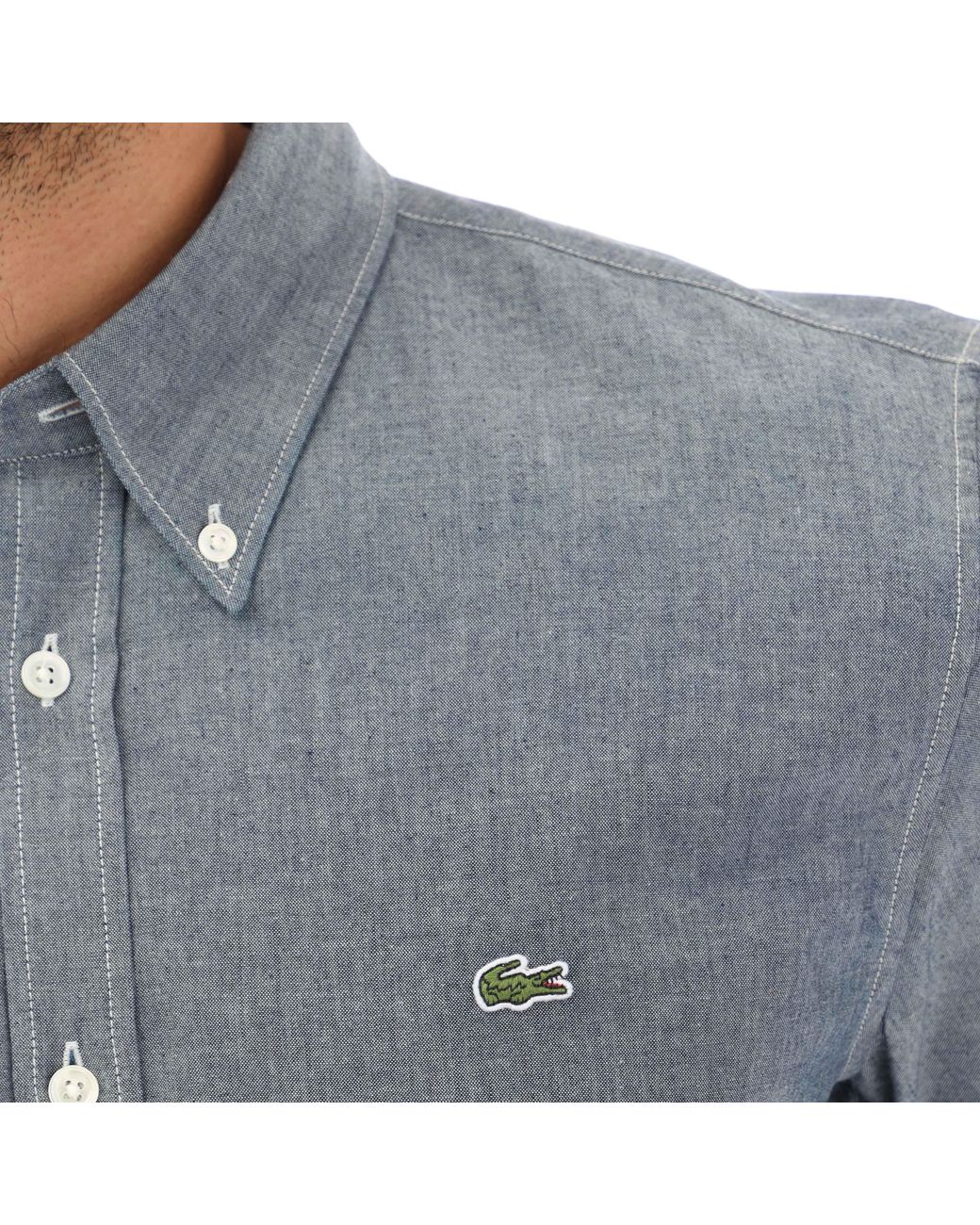 Lacoste Blue Long Sleeve Logo Shirt for men