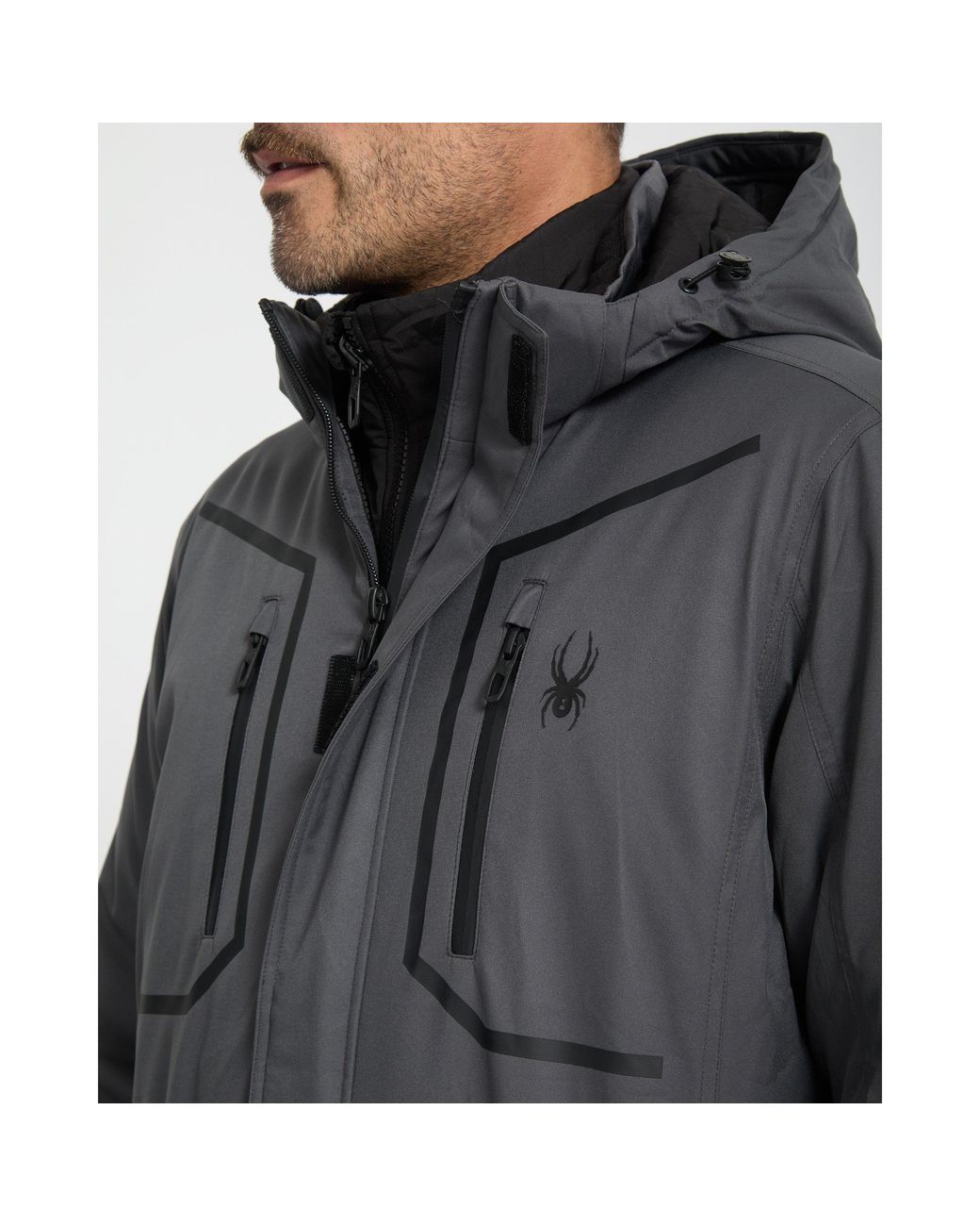 Spyder Gray Snow System Ski Jacket for men