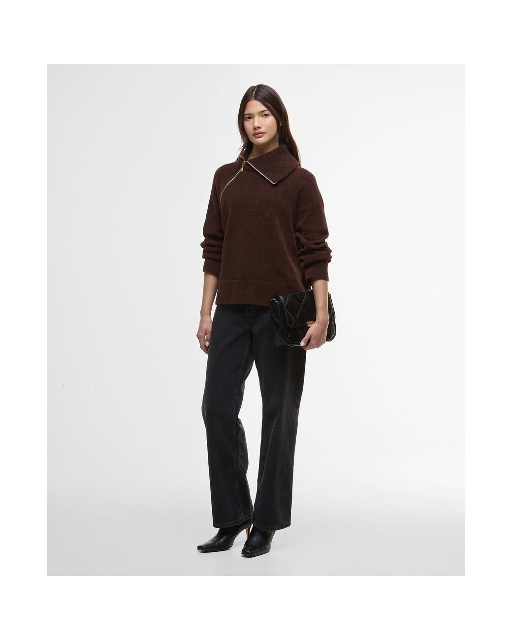Barbour Brown Saskia Funnel-Neck Jumper