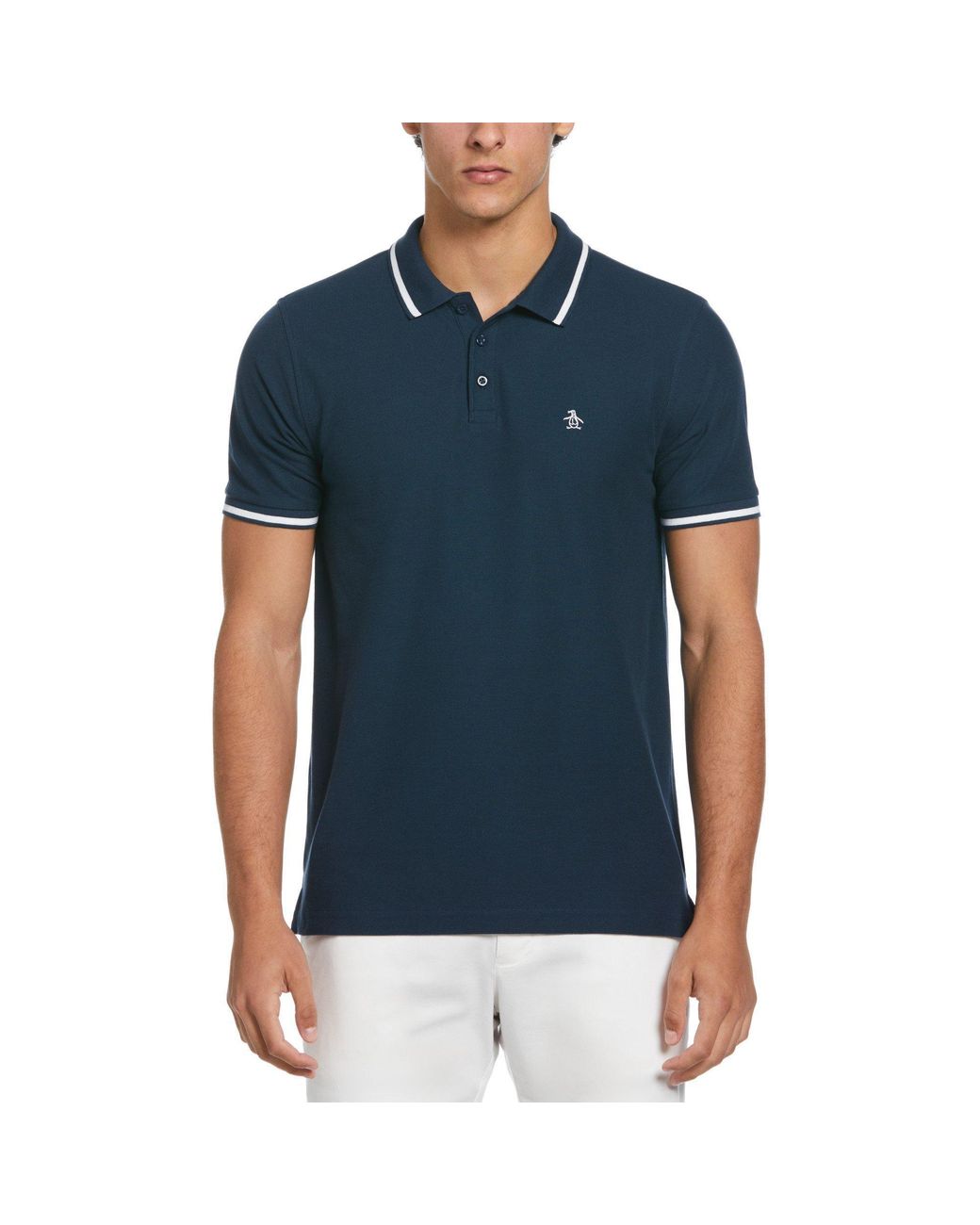 Original Penguin Blue Con Tip Polo for men