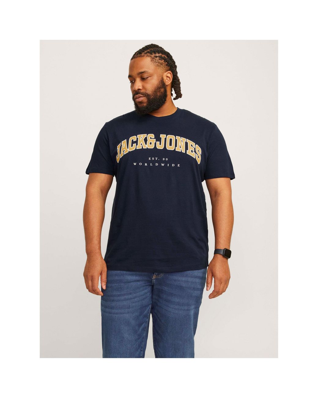 Jack & Jones Blue Varsity Logo Plus Size T-Shirt for men
