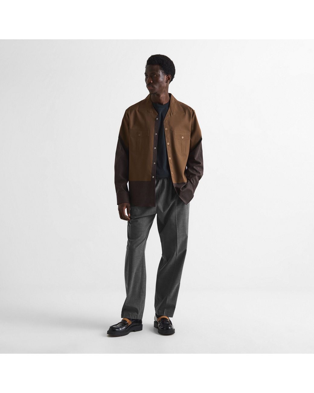 MM6 by Maison Margiela Brown Bonded Long Sleeve Patterned Shirt for men