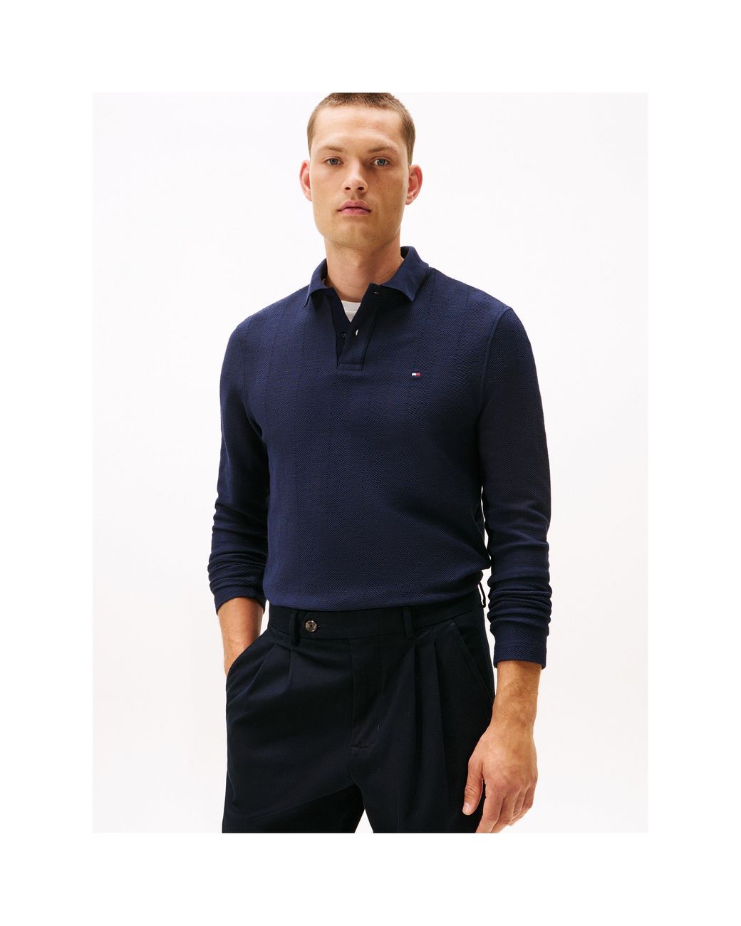 Tommy Hilfiger Blue Herring Long Sleeve Polo Shirt for men