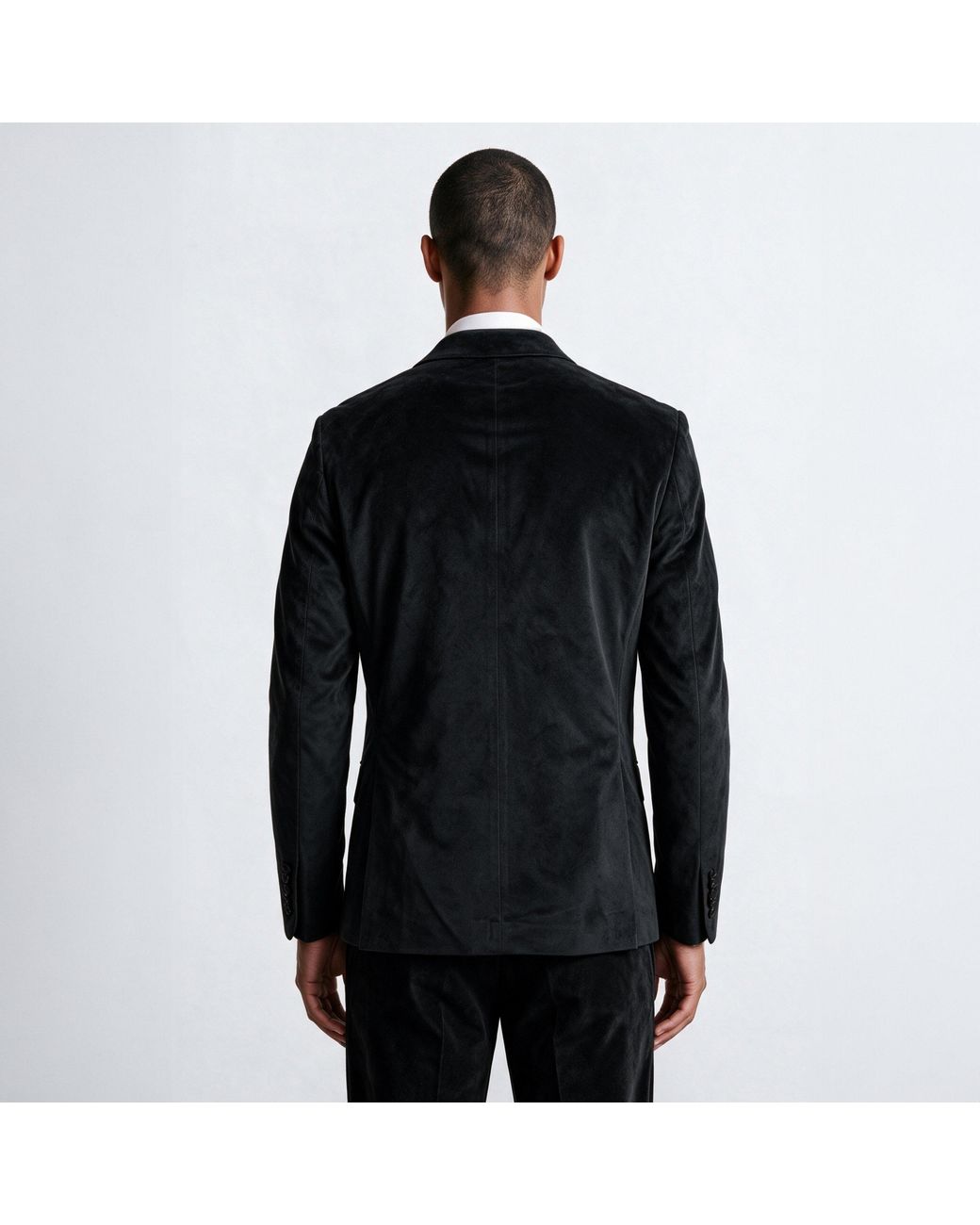 Twisted Tailor Black Stallone Double-Breasted Velvet Slim-Fit Suit Jacket for men