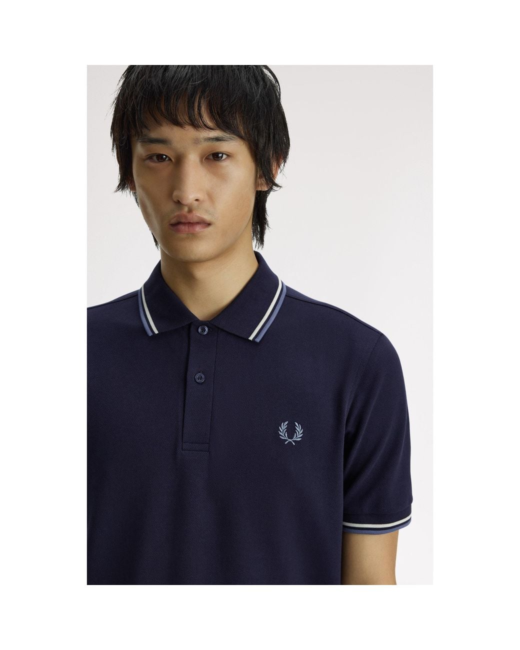Fred Perry Blue Short Sleeve Twin Tipped Polo Shirt for men