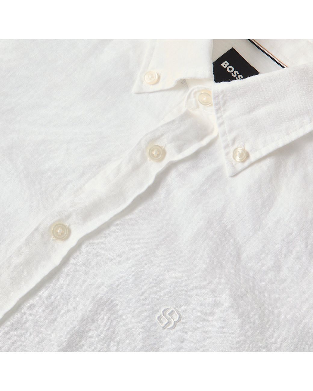 Boss White Liam Short Sleeve Buttoned Shirt for men