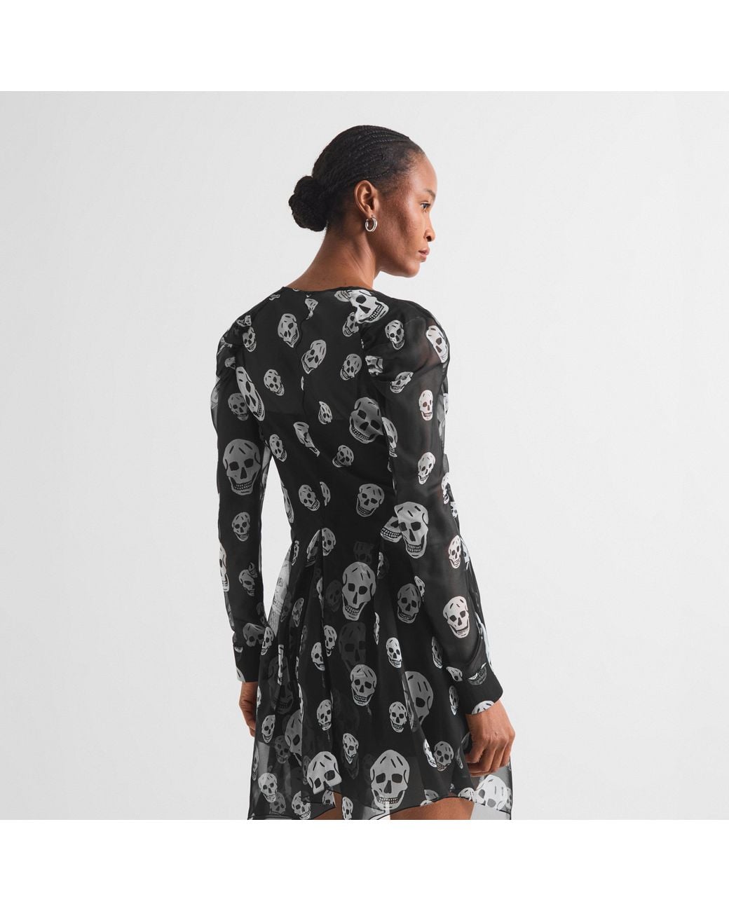 McQueen Black Alex Skull Prnt Wrp Ld63