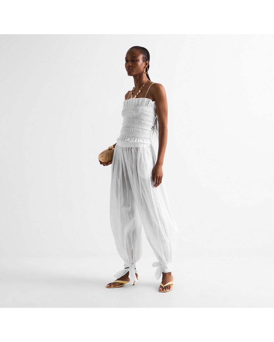 ANDAMANE White Suri Smock Tube Bandeau Top