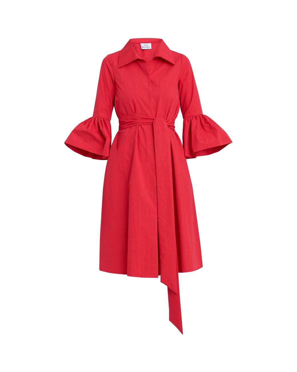Gina Bacconi Green Melinda Taffeta Shirt Dress
