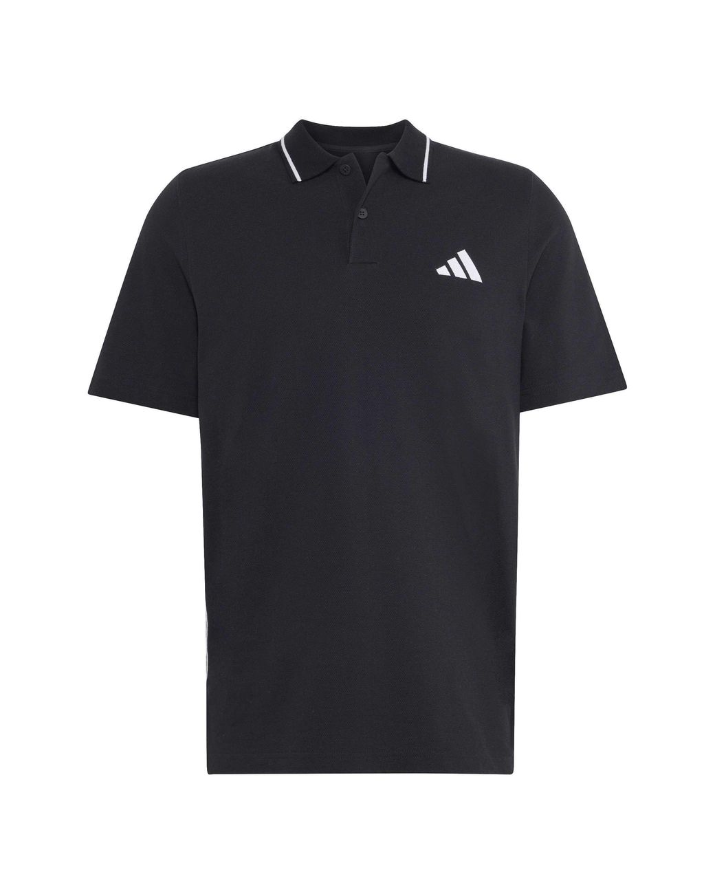 Adidas Black Essentials Cotton 3-Stripes Polo Shirt for men